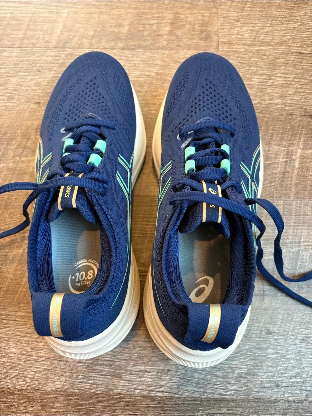 ASICS GEL-Nimbus 26 Running Shoes Women's 6.5 Blue Expanse / Aurora Green